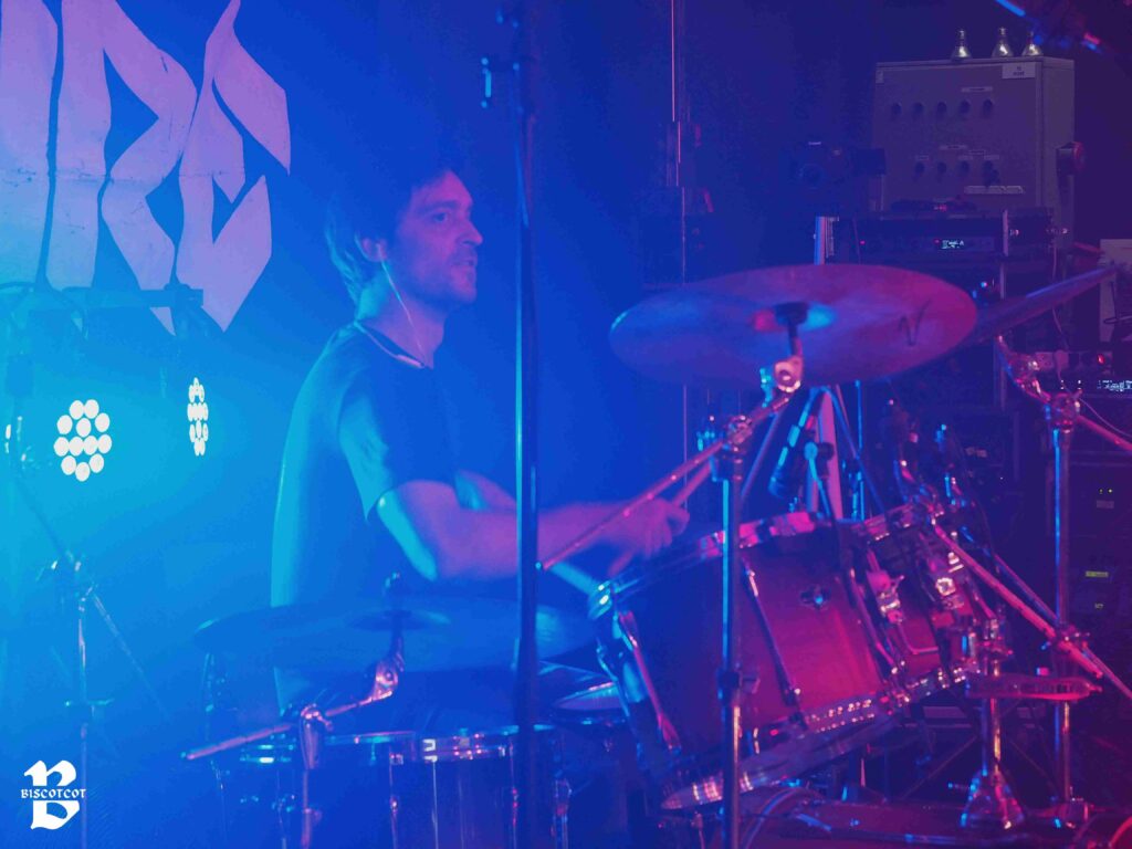 Le batteur du groupe de métal Wildfire.