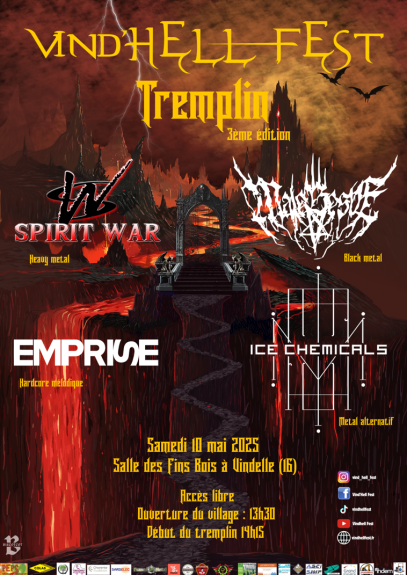 Affiche officiel de la 3ème édition du tremplin du festival de métal Vind'Hell Fest.